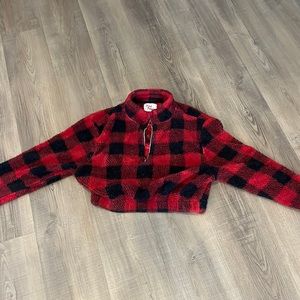 Pink Petals red and black sweater